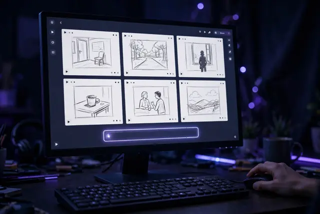 Planning scenes in a digital storyboard on a computer