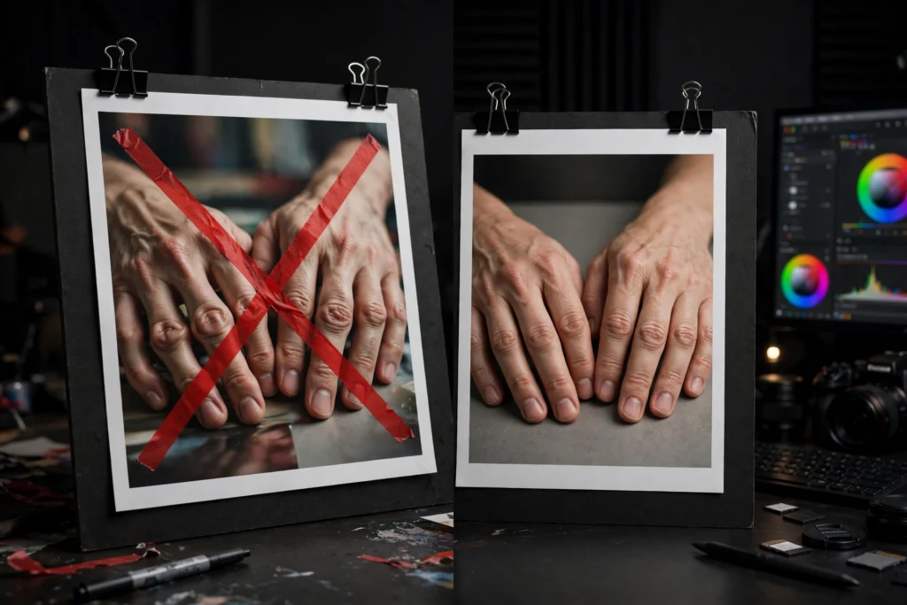 Before and after: fixing AI image flaws with negative prompts