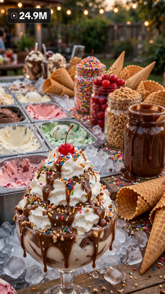 Viral Usa Ice Cream Sundae Bar Video System — Ultra Master Prompt (Seedance 30S) — viral video reference