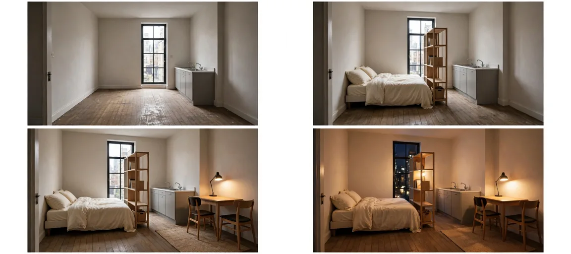 Storyboard: Studio Apartment One-Room Living Reveals — Ultra Master Prompt (Seedance 30S)