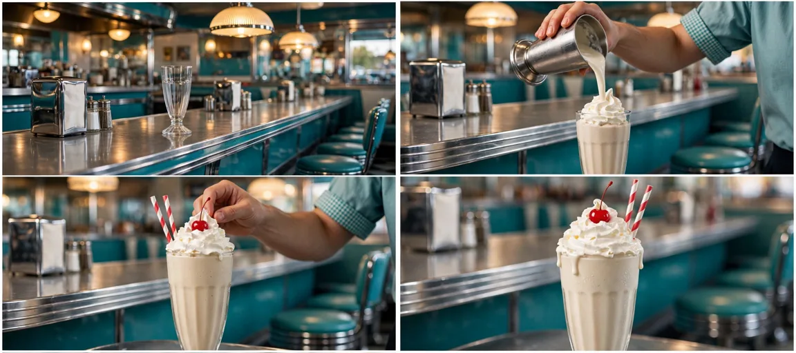 Storyboard: Vintage Diner & Retro Food Commercial Scenes — Ultra Master Prompt (Veo 10S)