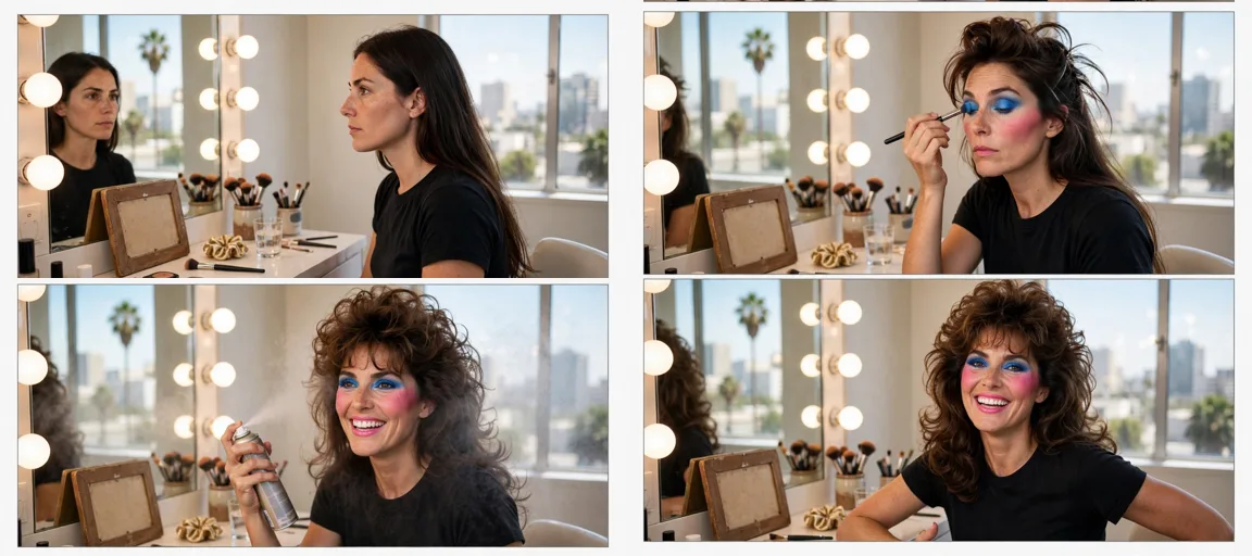 Storyboard: Vintage 80s Glam Makeover Trends — Ultra Master Prompt (Veo 10S)
